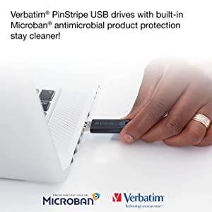 Verbatim 32GB Pinstripe USB 3.0 Flash Drive Retractable Thumb Drive with Microban Antimicrobial Product Protection- 10 Pack Black 1 Count (Pack of 10) 10 Pack
