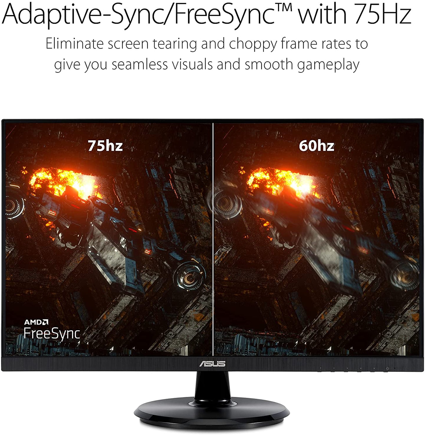 ASUS 23.8” 1080P Monitor (VA24DCP) - Full HD, IPS, 75Hz, USB-C 65W Power Delivery, Speakers, Adaptive-Sync/FreeSync, Low Blue Light, Flicker Free, VESA Mountable, Frameless, HDMI 23.8" IPS USB-C Power Delivery