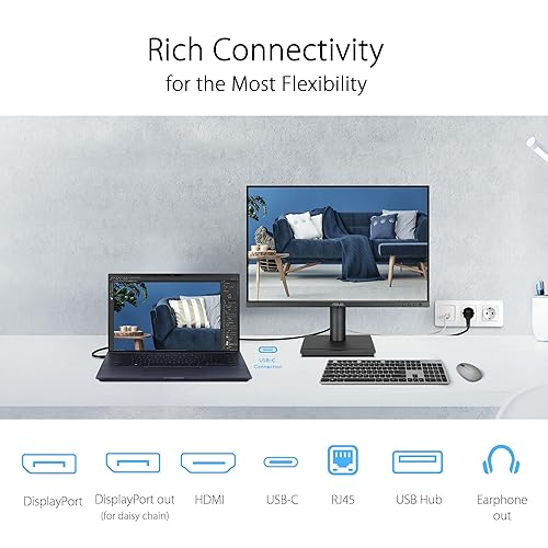 ASUS 24” Docking Monitor (BE248CFN) – WUXGA (1920x1200), IPS, 100Hz, Frameless, USB-C Docking, RJ45, Speakers, Height Adjustable, HDMI, Daisy-Chain, Eye Care, Wall Mountable