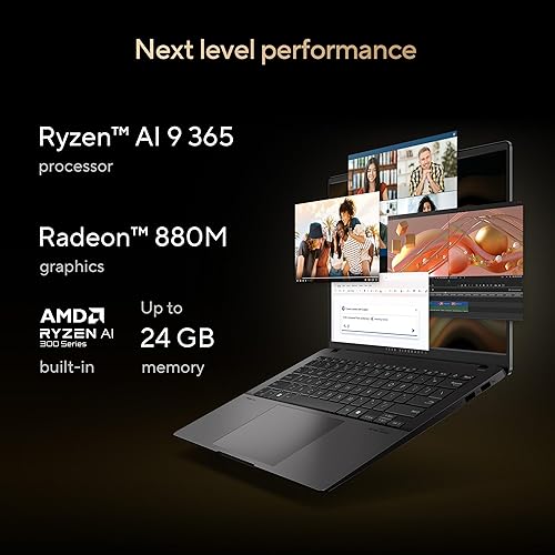 ASUS Vivobook S 14, Next-Level AI PC, 14" 3K OLED Thin and Light Laptop, AMD Ryzen AI 9 365 Processor, 24GB RAM, 1TB SSD, Copilot Key, WiFi 6E, Neutral Black, M5406WA-DH71-CB