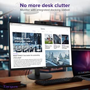 Targus 24-inch USB-C Docking Computer Monitor w/ 100W PD, Adjustable Height Mac PC Monitor 360 Degree Rotating 24 inch Monitor Gaming Monitor w/Dock, Dual Monitor Compatible w/DM4240SUSZ (DM4240PUSZ)