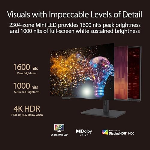 Asus ProArt PA32UCXR 32" Class 4K UHD LED Monitor - 16:9 - 32" Viewable - In-plane Switching (IPS) Technology - Mini LED Backlight - 3840 x 2160 - 1073.7 Million Colors (10-bit) - Adaptive Sync - 1600 Nit - 5 ms - GTG Refresh Rate