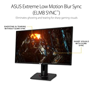 ASUS TUF Gaming 27" 2K HDR Gaming Monitor (VG27BQ) - QHD (2560 x 1440), 165Hz (Supports 144Hz), 0.4ms, Extreme Low Motion Blur, Speaker, G-SYNC Compatible, VESA Mountable, DisplayPort, HDMI 27" QHD 0.4ms 165Hz G-SYNC Height Adjustable Monitor