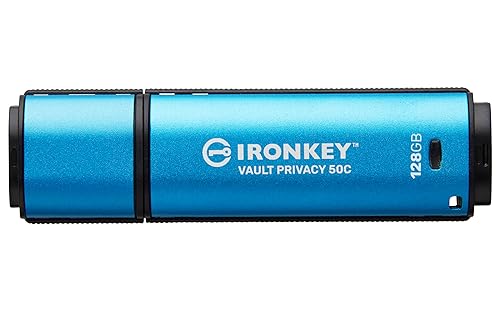 Kingston Technology IronKey VP50 USB Flash Drive 128 GB USB Type-C 3.2 Gen 1 (3.1 Gen 1) Black, Blue IKVP50C/128GB