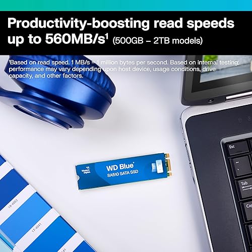 Western Digital 2TB WD Blue SA510 SATA Internal Solid State Drive SSD - SATA III 6 Gb/s, M.2 2280, Up to 560 MB/s - WDS200T3B0B New Generation 2TB