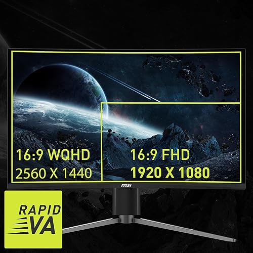 MSI MAG27CQ6PF, 27-inch QHD 2560 x 1440 Computer Monitor, 180Hz, HDMI, 0.5ms, Black