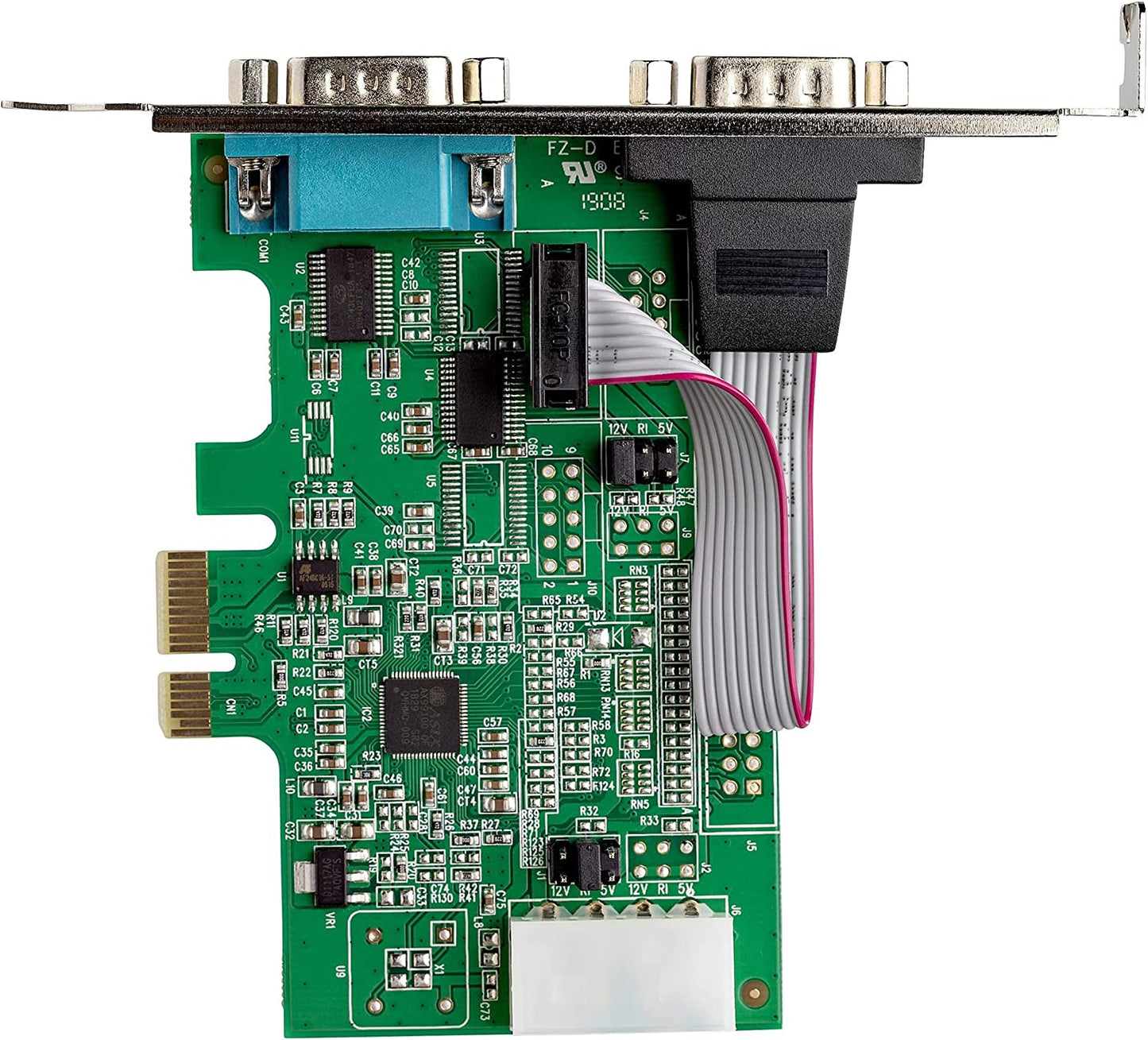 StarTech.com 2-port PCI Express RS232 Serial Adapter Card - PCIe RS232 Serial Host Controller Card - PCIe to Dual Serial DB9 Card - 16950 UART - Expansion Card - Windows & Linux (PEX2S953)