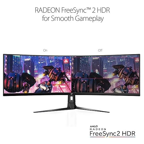 Asus ROG Strix XG49VQ 49 Inch Curved Gaming FreeSync Monitor 144Hz Dual Full HD HDR Eye Care with DP HDMI Black 49 Curved FHD 21:9 144Hz HDR Height Adjust Monitor
