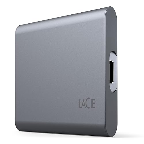 LaCie Mobile Drive Secure 2TB External Solid State Drive Portable SSD - Space Grey, USB-C 3.2, for PC and Mac, Recycled Materials, with Adobe All Apps Plan and Rescue Services (STKH2000800)