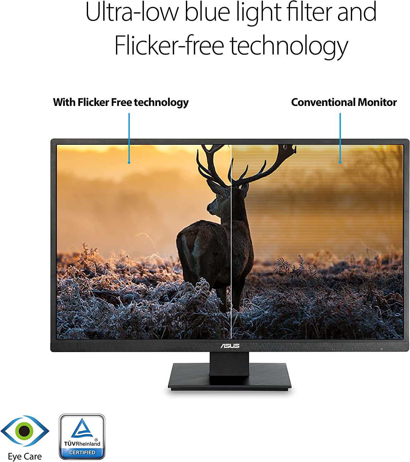ASUS 27” 1080P Monitor (VA279HAE) - Full HD, Eye Care, Low Blue Light, Flicker Free, VESA Mountable, Anti-Glare, HDMI, D-Sub, VGA