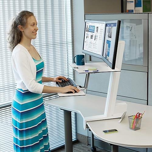 Ergotron WorkFit-S Dual Monitor with Worksurface and Stand, White