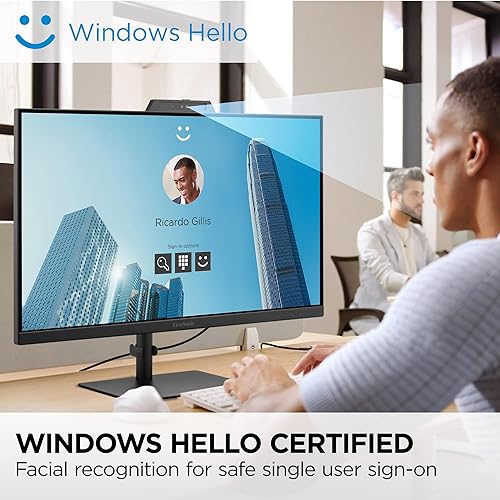 ViewSonic VG2741V 27 Inch 1080p IPS Video Conferencing Monitor with Integrated Windows Hello Certified IR 5MP Webcam, Built-in Microphone, Advanced Ergonomics, USB C, HDMI, and DisplayPort Inputs