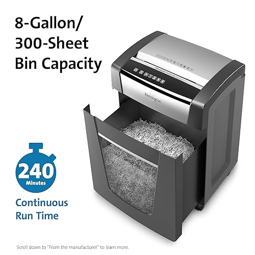 Kensington OfficeAssist Shredder M200-HS Anti-Jam Micro Cut (K52078AM) 8-gallon/300-sheet bin