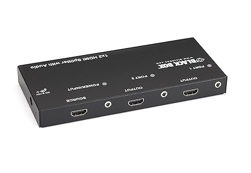 Black Box 1 x 2 HDMI Splitter with Audio - Audio Line In - Audio Line Out - 1 x HDMI In - 2 x HDMI Out
