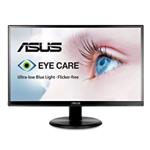 Asus VA229HR 21.5” Monitor Frameless 1080P 75Hz IPS Eye Care HDMI VGA with 178° Wide Viewing Angle,Black