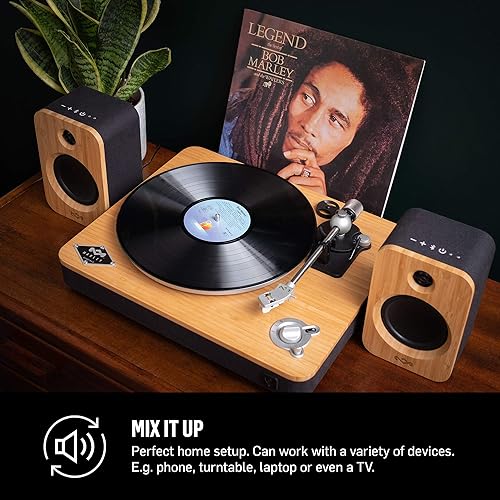House of Marley Get Together Duo, Powerful Bookshelf Speakers with Wireless Bluetooth Connectivity and Sustainable Materials