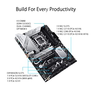 ASUS Prime Z790-P WiFi D4 LGA 1700(Intel® 12th&13th Gen) ATX Motherboard (PCIe 5.0,DDR4,14+1DrMOS,3X M.2,WiFi 6, Bluetooth v5.2,2.5Gb LAN, Front Panel USB 3.2 Gen 2 USB Type-C®, Thunderbolt™ 4/USB4)