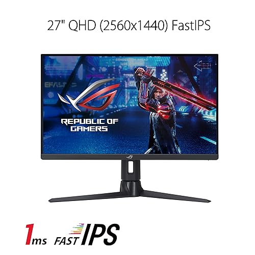 ASUS ROG Strix 27” 1440P Gaming Monitor (XG27AQMR) - 27”, QHD (2560 x 1440), Fast IPS, 300Hz, 1ms, G-SYNC Compatible, FreeSync Premium Pro, Extreme Low Motion Blur Sync, DisplayPort, DisplayHDR 600