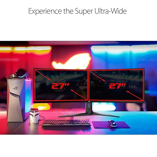 Asus ROG Strix XG49VQ 49 Inch Curved Gaming FreeSync Monitor 144Hz Dual Full HD HDR Eye Care with DP HDMI Black 49 Curved FHD 21:9 144Hz HDR Height Adjust Monitor