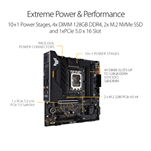 ASUS TUF Gaming B660M-PLUS WiFi D4 LGA 1700(Intel 12th Gen) mATX Gaming Motherboard (PCIe 5.0,DDR4,2xPCIe 4.0 M.2 Slots,WiFi 6,2.5 Gb LAN,Front USB 3.2 Gen 1 Type-C,Two-Way AI Noise Cancelation)