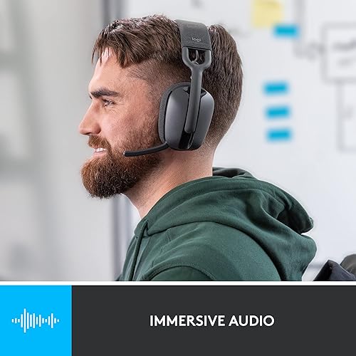 Logitech Zone Vibe 100 Lightweight Wireless Over Ear Headphones with Noise Canceling Microphone, Advanced Multipoint Bluetooth Headset, Works with Teams, Google Meet, Zoom, Mac/PC - Graphite Bluetooth Graphite