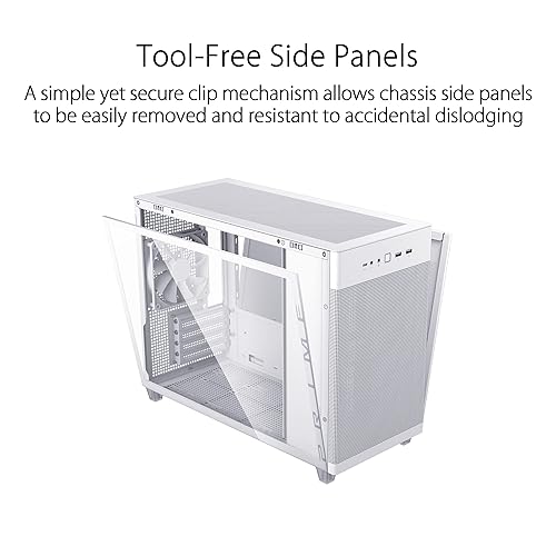 ASUS Prime AP201 White MicroATX Tempered Glass Edition Supports Graphics Cards up to 338mm, 360mm Coolers, & Standard ATX PSUs, Tool-Free Side Panels, Tempered Glass Side & Front Panel USB Type-C