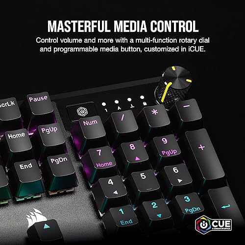 CORSAIR K70 CORE RGB Mechanical Gaming Keyboard - CORSAIR Red Linear Keyswitches - Sound Dampening - Media Control Dial - iCUE Compatible - QWERTY NA Layout - Black