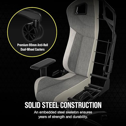 Corsair T3 Rush (2023) Gaming Chair, One Size, Gray and White