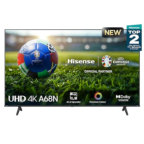 Hisense 65A68N - 65 inch Smart Ultra HD 4K Dolby Vision HDR10 Google TV with Bluetooth, Voice Remote (Canada Model) 2024 New