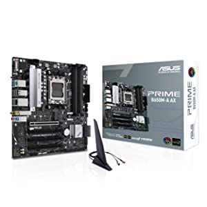ASUS Prime B650M-A AX AMD B650(Ryzen 7000) Micro-ATX Motherboard(DDR5,PCIe 5.0 M.2,2.5Gb LAN,Wi-Fi 6, DP,USB 3.2 Gen 2 Ports,Front USB 3.2 Gen 1 Type-C®, BIOS Flashback™, CEC Tier II Ready)
