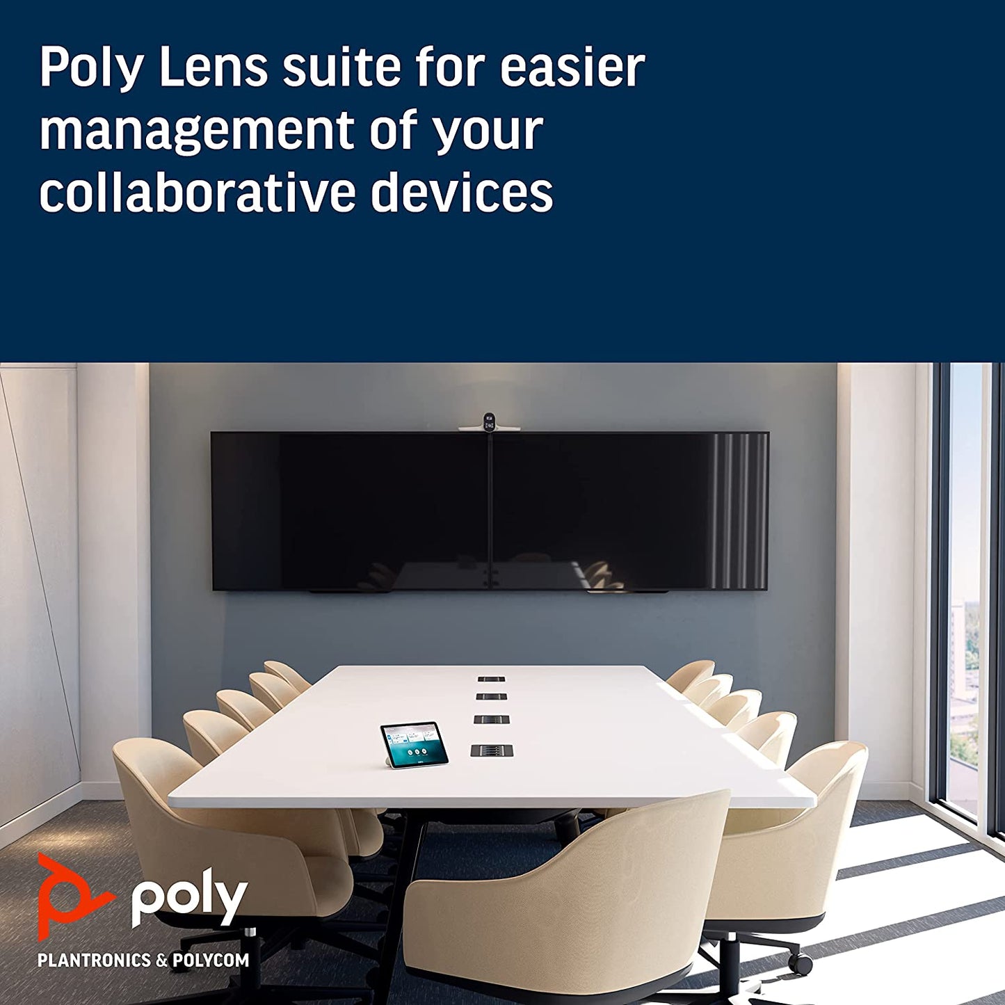Poly - Studio E70 Intelligent Camera for Large Conference Rooms (Plantronics + Polycom) - Dual 4K Lenses, Speaker Tracking, & Group Framing - Works with Poly G7500 or Poly Microsoft Teams Room