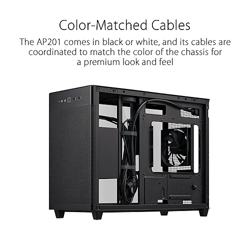 ASUS Prime AP201 Black MicroATX Tempered Glass Edition Supports Graphics Cards up to 338mm, 360mm Coolers, & Standard ATX PSUs, Tool-Free Side Panels, Tempered Glass Side & Front Panel USB Type-C
