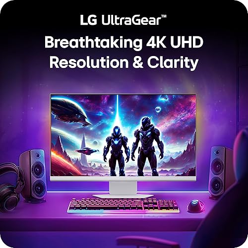 LG 32G810SA-W 32-inch Ultragear 4K UHD (3840 x 2160) IPS Gaming Monitor, 144Hz, 1ms, NVIDIA G-Sync Compatible, AMD FreeSync Premium, VESA DisplayHDR 400, HDMI, DisplayPort, USB Type-C, White