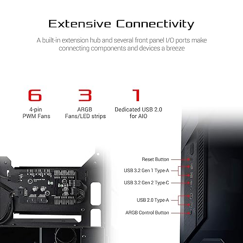 ASUS ROG Z11 Mini-ITX/DTX Gaming Case with Patented 11° Tilt Design, Compatible with ATX Power Supply,3-Slot Graphics, Front I/O USB 3.2 Gen 2 Type-C, 2X USB 3.2 Gen 1 Type-A and ARGB Control Button