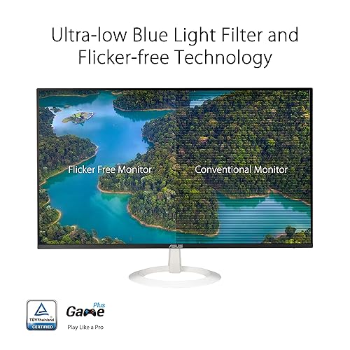 ASUS 27” (27-inch viewable) Eye Care Monitor (VZ27EHF-W) - Full HD (1920 x 1080), IPS, 100Hz, 1ms, Frameless, Adaptive-Sync, HDMI, Low Blue Light, Flicker Free, Ultra-Slim Profile, 3 yr Warranty