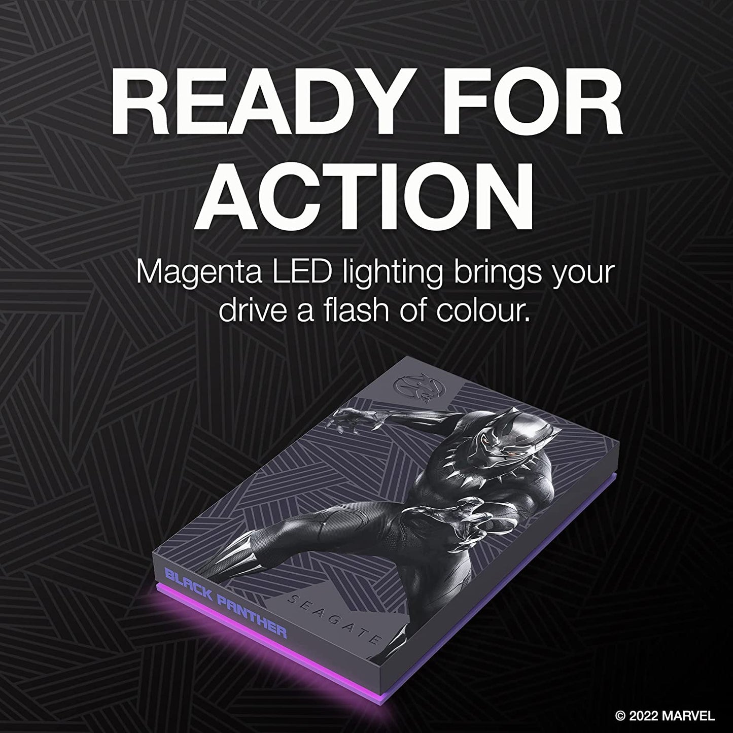 Seagate Black Panther SE FireCuda External HDD - USB 3.2, Customizable RGB LED Magenta, Works with PC, Mac, Playstation, and Xbox, 1-yr Rescue Services (STLX2000401) 2TB Black Panther - King