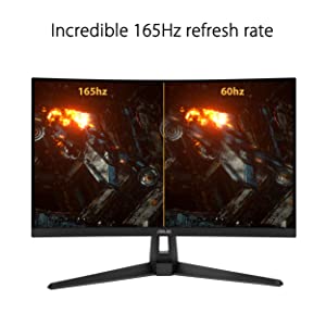 ASUS TUF Gaming 27" 1440P HDR Curved Monitor (VG27WQ1B) - QHD (2560 x 1440), 165Hz (Supports 144Hz), 1ms, Extreme Low Motion Blur, Speaker, FreeSync Premium, VESA Mountable, DisplayPort, HDMI , BLACK 27" Curved QHD 1ms 165Hz FreeSync Premium Monitor