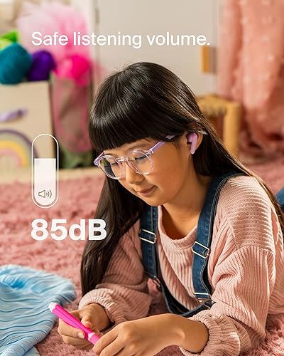 Belkin SoundForm Nano 2 Bluetooth Earbuds for Kids with Built-in Microphone, 28H Battery Life, Safe 85dB Volume, IPX5 Water Resistance - Kids Bluetooth Earbuds for iPhone, iPad, Galaxy, & More - Pink Pink One Size