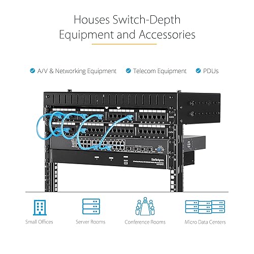 StarTech.com 2-Post 15U Heavy-Duty Wall Mount Network Rack, 19 Open Frame Server Rack with Adjustable Depth, Wall Mount Data Rack for IT / AV / Patch Panel / Computer Equipment (RK15WALLOA) 15U Rack