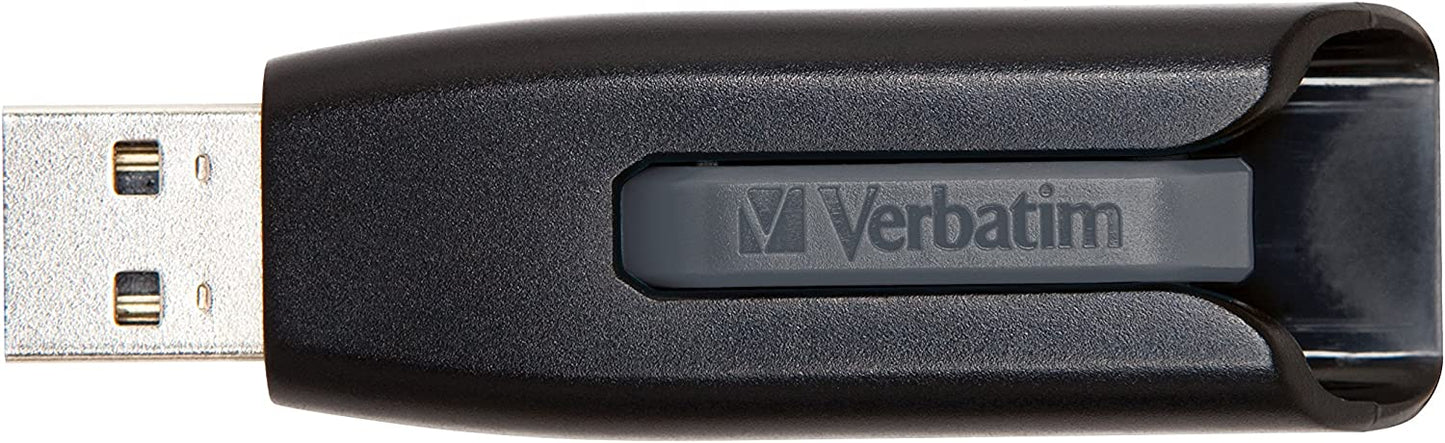 Verbatim 128GB USB 3.0 Store 'n' Go V3 Flash Drive - Cap-Less & PC / Mac Compatible - Gray