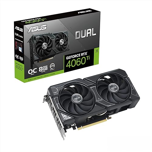ASUS Dual GeForce RTX™ 4060 Ti OC Edition 8GB GDDR6 (PCIe 4.0, 8GB GDDR6, DLSS 3, HDMI 2.1, DisplayPort 1.4a, Axial-tech Fan Design, 0dB Technology, and More) RTX 40Ti Series Black|8G DUAL-RTX4060TI-O8G