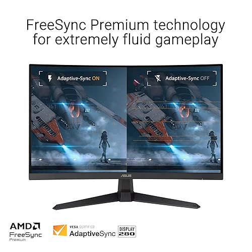 ASUS TUF Gaming 27” 1080P Curved Monitor (VG27VQM1B) – Full HD, 1500R, 280Hz, 1ms, Extreme Low Motion Blur, FreeSync Premium, Shadow Boost, Eye Care, 90% DCI-P3, DisplayWidget Center, 3 yr Warranty 27" Curved FHD 280Hz FreeSync Premium
