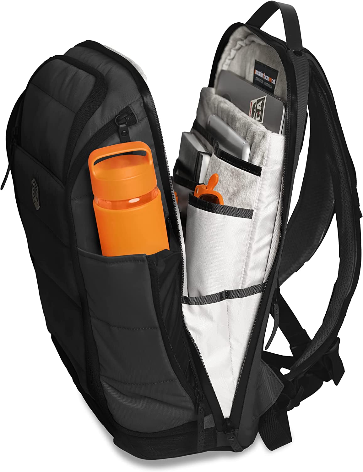 STM Dux 16L Premium Tech Backpack - Carry On Travel Laptop Backpack (Fits 15" Laptops) - Multi-Direction Cargo Access, Water Resistant & Luggage Passthrough - Black (stm-111-376P-01)