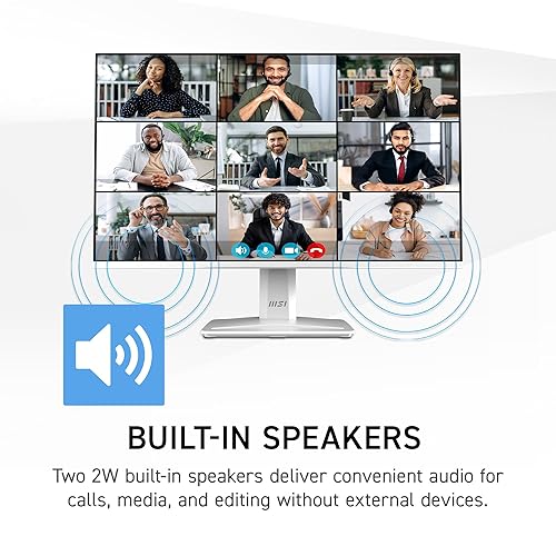MSI PRO MP243W E14 24-inch IPS 1920 x 1080 (FHD) Computer Monitor, 144Hz, Adaptive-Sync, HDR Ready, HDMI, Display Port, VESA Mountable, Tilt, 4-Side Slim Bezel, 1ms, White