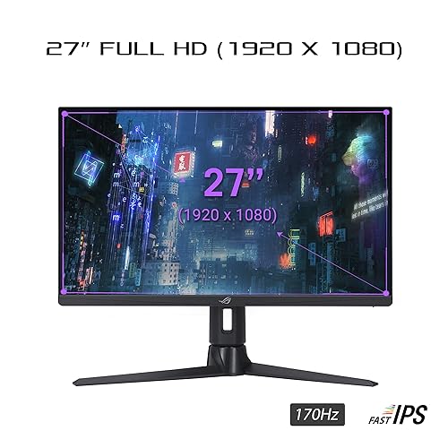 ASUS ROG Strix 27” 1080P Gaming Monitor (XG276Q) - Full HD, IPS, 170Hz, 1ms, Extreme Low Motion Blur, FreeSync Premium Technology, DisplayPort, HDMI, Tripod Socket for Webcam, DisplayHDR400, Black