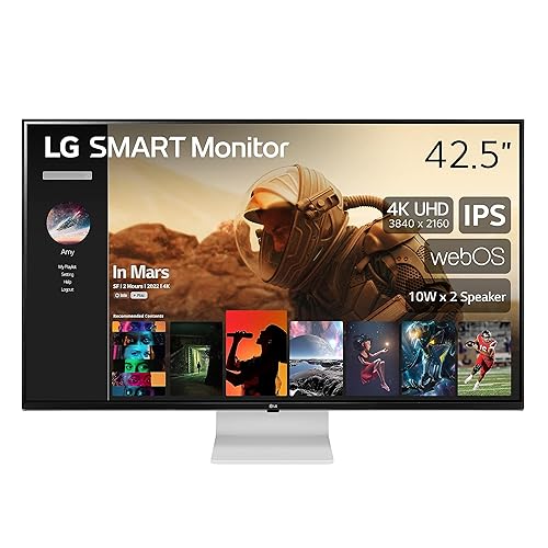 LG Smart Display 43SQ700S, 43" 4K UHD(3840x2160) IPS Slim & Flat Style Stand, webOS Smart Monitor, 10Wx2 Speakers, Magic Remote Support, USB Type-C, AirPlay 2 + Screen Share + Bluetooth (CA Model)
