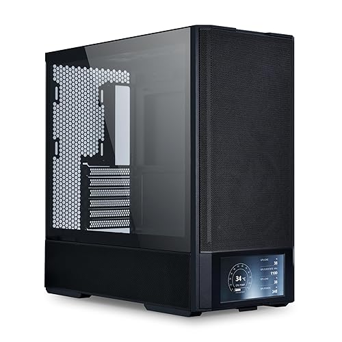 Lian Li LANCOOL 207 Digital ATX Computer Case w/Integrated LCD Screen, Mesh-Centric Panels Mid-Tower PC Case w/ 2 x 140x40x30mm PWM Fans, 2 x 140mm Fans Pre-Installed, Side or Rear-Mount PSU