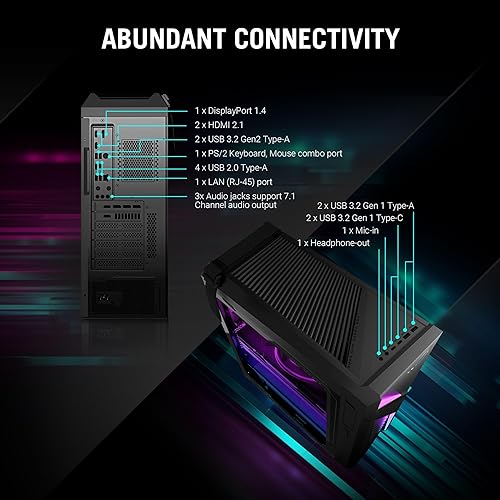 ASUS ROG G16CHR (2024) Gaming Desktop PC, 14th Gen Intel® Core™ i7-14700F, NVIDIA® GeForce® RTX 4070S Dual, 1TB M.2 2280 PCIE G4 SSD, 32GB DDR5 RAM, Windows 11, G16CHR-BSI74070S1T-CB