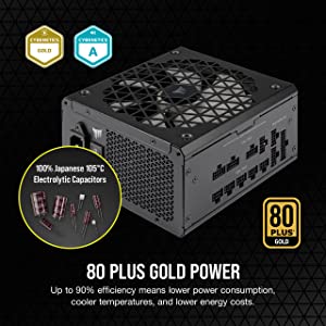 Corsair RM850x Shift Fully Modular ATX Power Supply - Modular Side Interface - ATX 3.0 & PCIe 5.0 Compliant - Zero RPM Fan Mode - 105°C-Rated Capacitors - 80 Plus Gold Efficiency - Black RMx Shift (ATX 3.0 & PCIe 5.0) 850W