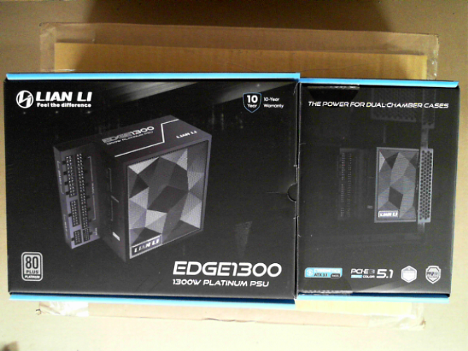OPEN BOX - Lian Li Edge Series-1300W Full Modular Power Supply-80 PLUS Platinum-ATX 3.0, 3.1-PCIE 5.1-L-Shape Design for Dual Chamber Case-120mm FDB Fan-Supports up to 4X USB Devices-Black (EG1300BE.US)